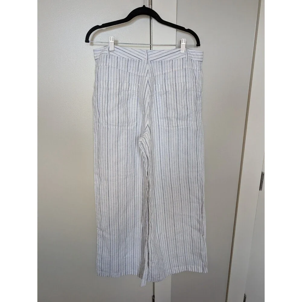 Madewell The Zoe Relaxed Wide Leg Linen Pants in Beachy Stripe sz 10